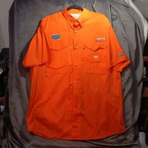 Columbia Men's Gators Orange Casual Button Down Shirt Cotton Large